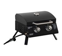 Gas BBQ Grill 2-Burner Portable Folding Tabletop Carbon Steel Black 55x46x41cm.