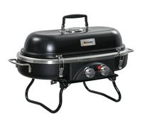 OUTSUNNY Foldable 2 Burner Gas BBQ Grill with 2 Burners Camping Picnic Cooking in Black Outsunny Black