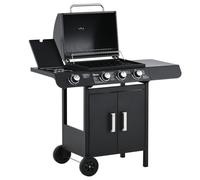 Gas BBQ Grill Black 110x50x100cm Stainless Steel Metal Porcelain Enamel 3 Burner