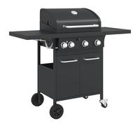 Gas BBQ Grill with 4 Burners Barbecue Black Powder-coated Steel vidaXL