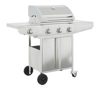 Gas BBQ Grill with 4 Burners Barbecue Silver Stainless Steel vidaXL