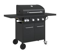 Gas BBQ Grill with 5 Burners Barbecue Black Powder-coated Steel vidaXL