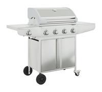 Gas BBQ Grill with 5 Burners Barbecue Silver Stainless Steel vidaXL