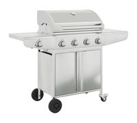 Gas BBQ Grill with 5 Burners Barbecue Silver Stainless Steel vidaXL