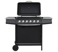 Gas BBQ Grill with 6 Cooking Zones Stainless Steel Garden Silver/Black vidaXL