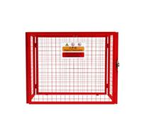 Gas Bottle Cage 92cm x 110cm x 50cm Collapsible Red Mesh Secure Lockable Storage Powder Coated Galvanised Steel 3mm Wire Thickness 3 x 19kg Cylinder Bottles FREE Warning Sign Padlock & 2 Keys