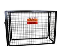 Gas Bottle Cage 1000mmx 1400mm x 500mm Collapsible Black Mesh Secure Lockable Storage Powder Coated Galvanised Steel 3mm Wire Thickness 4 x 19kg Cylinder Bottles FREE Warning Sign Padlock & 2 Keys