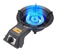Gas Burner Ring Cast Iron Camping Stove Gas, Cooker Outdoor Wok Stove Catering Two Ring Gas Burner Stove, with Gas Hose and Pressure reducing Valve