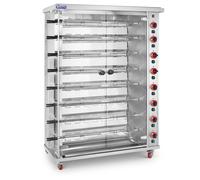 Gas Chicken Grill 8 Spits With Lighting & Wheels Royal Catering - Chicken Rotisserie Machines by Metallic silver