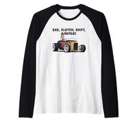 Gas Clutch Shift Repeat Classic Hotrod Car Design Raglan Baseball Tee