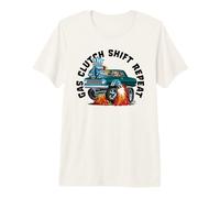 Gas Clutch Shift Repeat Funny Classic Car Cartoon Design Premium T-Shirt