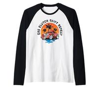 Gas Clutch Shift Repeat Hotrod Car Cartoon Distressed Design Raglan Baseball Tee