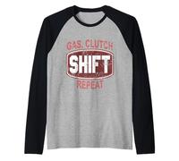 Gas Clutch Shift Repeat Retro Funny Car Mechanic Present Raglan Baseball Tee