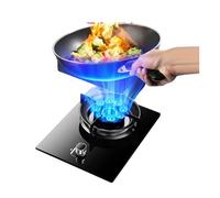 Gas Cooker 1 Burner,5.2kw 9-cavity High Fire Cooktops,Stainless Steel Glass Top Wok Burner,NG/LPG Gas Source Kit,with Flameout Protection,for Home Kitchen(LPG)