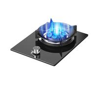 Gas Cooker 1 Burner,5.2KW 9-cavity High-fire Frying Pan,Tempered Glass Cast Iron Pot Rack,with Flameout Protection,LPG/natural Gas Kit(LPG)