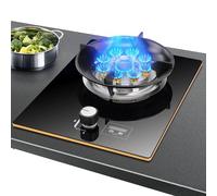 Gas Cooker 1 Burner, 5.2KW 9-cavity Timed High Flame, Black Tempered Glass Cast Iron Pot Rack, Suitable For Home Kitchen, With Flameout Protection Timer (Size : NG)