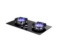Gas Cooker 2 Burner,5.2KW 9-cavity High-fire Timer,Top Cooking with Flameout Protection and Timer,NG/LPG Gas Source Kit,for Home Kitchen(LPG)