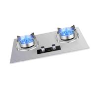 Gas Cooker,5.2kW Dual-Burner Timer Gas Stove,Stainless Steel Tabletop/Embedded,for Family Restaurants Food Stalls(NG)
