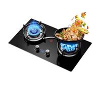 Gas Cooker With 2 Burners,5.2KW 13 Cavity Fire Ring Wok Burner,With Flameout Protection And Timer,LPG/natural Gas Kit(NG)