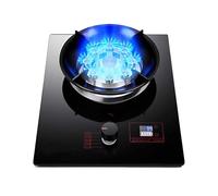 Gas Cooktop 1 Burner,Stainless Steel Countertop Stove,5.2kw 9-cavity High-fire Timer,Black Tempered Glass,with Flameout Protection,for Home Kitchen(NG)