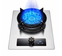 Gas Cooktop 32cm, 9 Chambers Timed High Flame, Silver Tempered Glass Cast Iron Pot Stand, Freestanding Stove Camping Outdoors (Size : LPG)