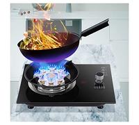 Gas Cooktop 33cm, 5.2KW 9 Chamber High Flame, Black Tempered Glass Cast Iron Pot Holder, With Flame Out Protection, Easy To Clean (Size : NG)