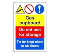 Gas Cupboard Do Not Use For Storage To Be Kept Clear At All Times - safety sign - 1.2mm Rigid plastic for indoor/outdoor usage (400mm x 300mm) Viewing Distance within 14m.