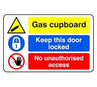Gas Cupboard keep This Door Locked No Unauthorised Access - safety sign- 3mm Aluminum Dibond for indoor/outdoor usage (300mm x 200mm) 7m Viewing Distance.