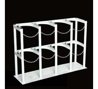 Gas Cylinder Bracket for 8/10L Nitrogen, Acetylene & Hydrogen Tanks, Fixed Shelf with Chain & Screws, Laboratory Cylinder Rack Holder, 33.9in/86cm, White