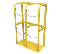Gas Cylinder Fixed Shelf Holds 1 2 3 4 Oxygen Tank, Floor Mount Portable Oxygen Tank Carrier/Oxygen Cylinder Storage Rack, with Screws and Safety Chain(Yellow,60x30x100cm)