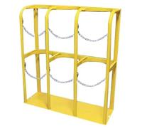 Gas Cylinder Fixed Shelf Holds 1 2 3 4 Oxygen Tank, Floor Mount Portable Oxygen Tank Carrier/Oxygen Cylinder Storage Rack, with Screws and Safety Chain(Yellow,85x30x100cm)