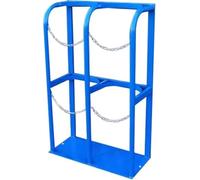 Gas Cylinder Fixed Shelf Holds 1 2 3 4 Oxygen Tank, Floor Mount Portable Oxygen Tank Carrier/Oxygen Cylinder Storage Rack, with Screws and Safety Chain(Blue)