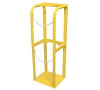 Gas Cylinder Fixed Shelf Holds 1 2 3 4 Oxygen Tank, Floor Mount Portable Oxygen Tank Carrier/Oxygen Cylinder Storage Rack, with Screws and Safety Chain(Yellow,31x30x100cm)