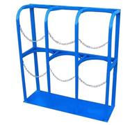 Gas Cylinder Fixed Shelf Holds 1 2 3 4 Oxygen Tank, Floor Mount Portable Oxygen Tank Carrier/Oxygen Cylinder Storage Rack, with Screws and Safety Chain(Blue,85x30x100cm)
