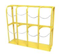 Gas Cylinder Fixed Shelf Holds 1 2 3 4 Oxygen Tank, Floor Mount Portable Oxygen Tank Carrier/Oxygen Cylinder Storage Rack, with Screws and Safety Chain(Yellow,115x30x100cm)