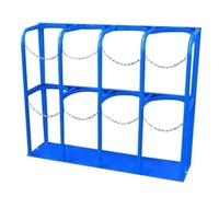 Gas Cylinder Fixed Shelf Holds 1 2 3 4 Oxygen Tank, Floor Mount Portable Oxygen Tank Carrier/Oxygen Cylinder Storage Rack, with Screws and Safety Chain(Blue,115x30x100cm)