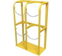 Gas Cylinder Fixed Shelf Holds 1 2 3 4 Oxygen Tank, Floor Mount Portable Oxygen Tank Carrier/Oxygen Cylinder Storage Rack, with Screws and Safety Chain(Yellow)