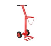 Gas Cylinder Trolley, Red Steel Single Gas Bottle Hand Truck with Solid Wheels, Support Chain Links & Ergonomic Handle for Industrial, Commercial, and Lab Environments