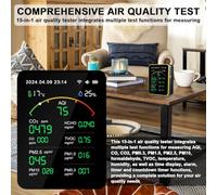 Gas Detector, Air Quality Monitor 15 in 1 Indoor CO2 Detector Formaldehyde HCHO TVOC Tester LCD Temperature