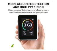 Gas Detector CO2 Meter Gas Detector Analyzer Air Quality Carbon Dioxide Intelligent Pollution Monitor(Black)