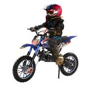 Gas Dirt Bikes 49cc, 2 Stroke Gas motorcycle for Kids, Pocket Bike with Front Rear Disc Brakes, Off-Road Tires, Shock Absorption Springs, Soft Seat Cushion, Gas Dirt Bikes for kids 8-14 (Blue)