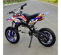 Gas Dirt Pit Bike 49cc 2-Stroke, Off-Road Motocross Bike, Gas Pocket Pit Trail Mini Motorcycle Bike Pocket Motorbike with Front Rear Disc Brakes, Racing Max Speed 40KM/H Blue