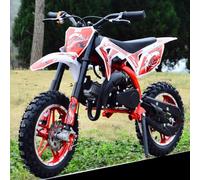 Gas Dirt Pit Bike 49cc 2-Stroke, Off-Road Motocross Bike, Gas Pocket Pit Trail Mini Motorcycle Bike Pocket Motorbike with Front Rear Disc Brakes, Racing Max Speed 40KM/H Red