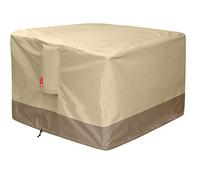 Gas Fire Pit Cover Square - 600D Heavy Duty Patio Outdoor Fire Pit Table Cover with PVC Coating,100% Waterproof,Air Vents,Fits for 30 / 31 / 32 inch Fire Pit / Table Cover (32”L x 32”W x 24”H,Beige)