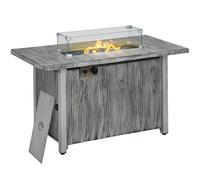 Gas Fire Pit Table Grey 109x56x63cm Stainless Steel Glass Oxford Cloth 50000BTU