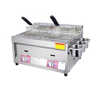 Gas Fryer 12L, Commercial Stainless Steel Professional Gas Fryer with Basket Spoon for Commercial Restaurant Countertop Food Cooking Machine