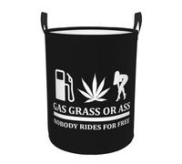 Gas, Grass Or Ass Nobody Rides For Free Funny Laundry Basket Round Portable Storage Box Organizer Laundry Basket Portable Laundry Organizer