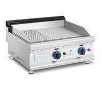 Gas Griddle 60 x 40 cm Smooth/ribbed 2 x 3,100 W Natural gas 20 Mbar - Gas Griddles by Royal Catering Silver