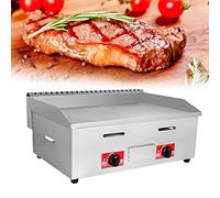Gas Griddle LPG Commercial Stainless Steel Heavy Duty Restaurant Outdoor Griddle Gas Baking Plate Burger Grill Large Non-Stick Burners Flat Hot Plate and Can Cook for Medium to High Volumes,718
