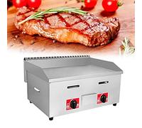 Gas Griddle LPG Commercial Stainless Steel Heavy Duty Restaurant Outdoor Griddle - Non-Stick Burners, Large Flat Hot Plate for Burger Grill, Can Cook Medium to High Volumes